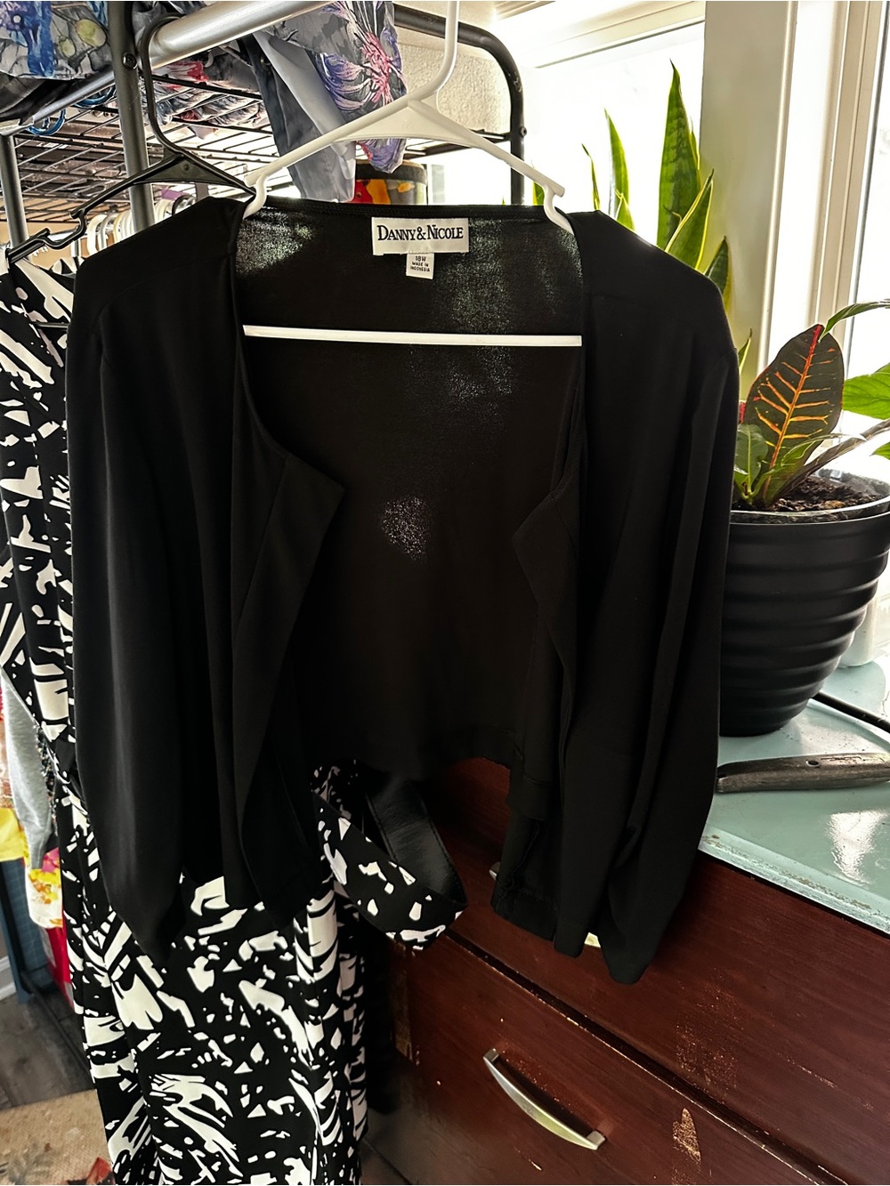 Danny & Nicole Black Draped Open-Front Cardigan